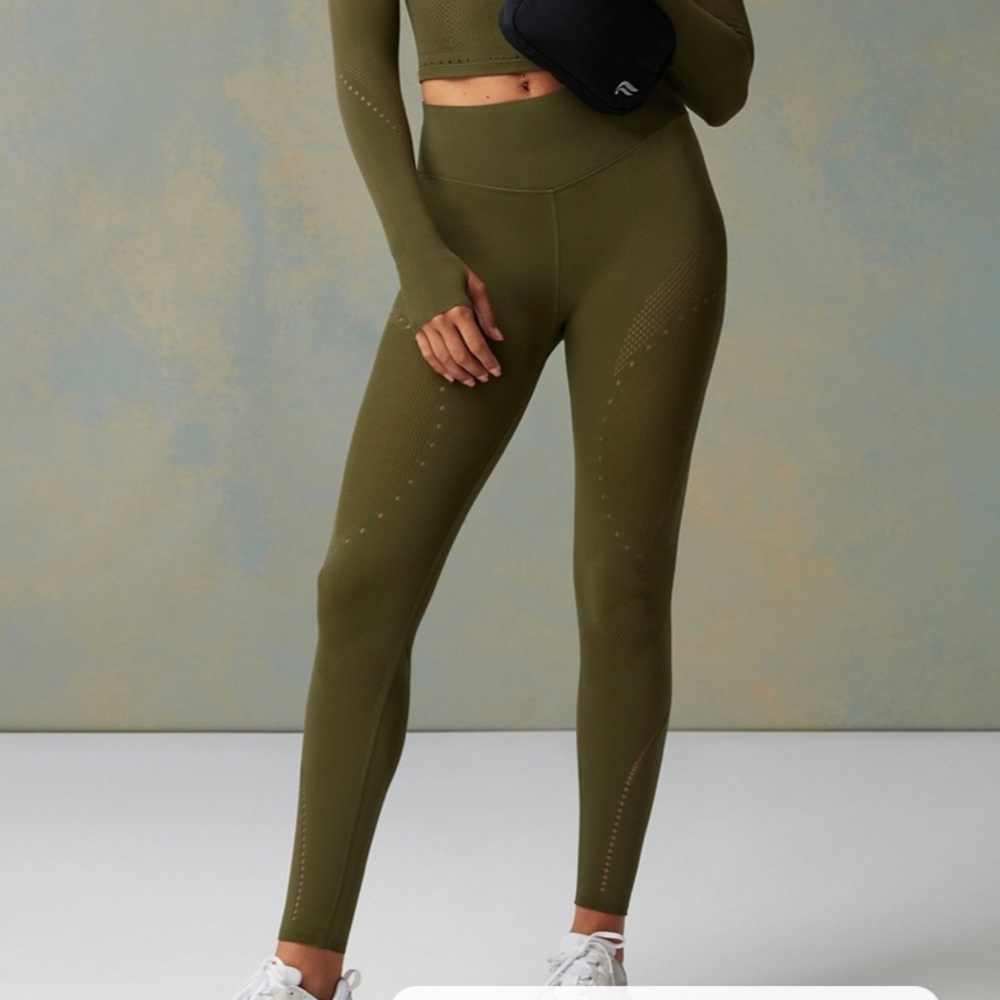 Fabletics Sculptknit Contour High-Waisted Legging, Small Olive Green - Picture 6 of 6